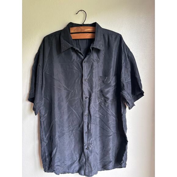 Stefano Ricci Other - Stefano Man Mens Button Down Silk Shirt Short Sleeve Collared Black Size XL